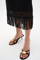 Joseph Ribkoff Knit Pull-On Skirt with Fringe  262929  Black