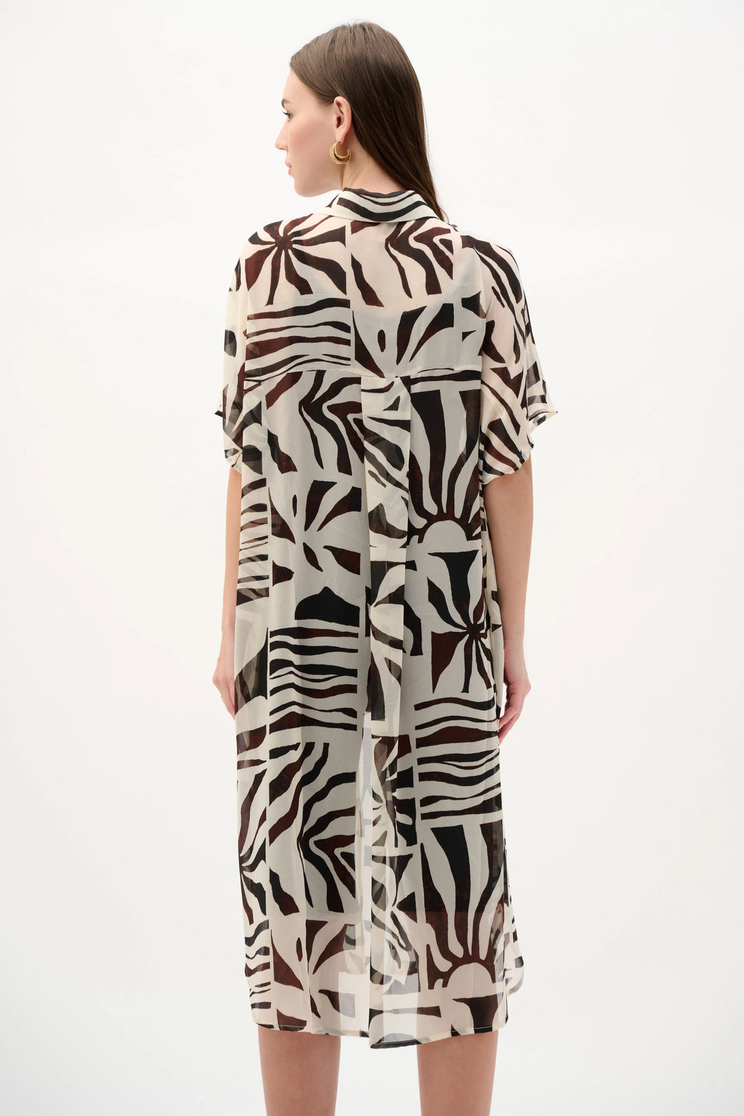 Joseph Ribkoff Tropical Print Long Tunic  262949  Beige/Multi