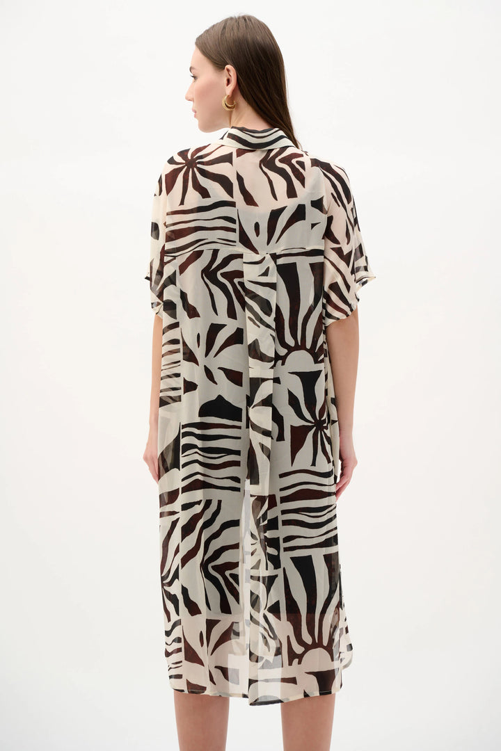 Joseph Ribkoff Tropical Print Long Tunic  262949  Beige/Multi