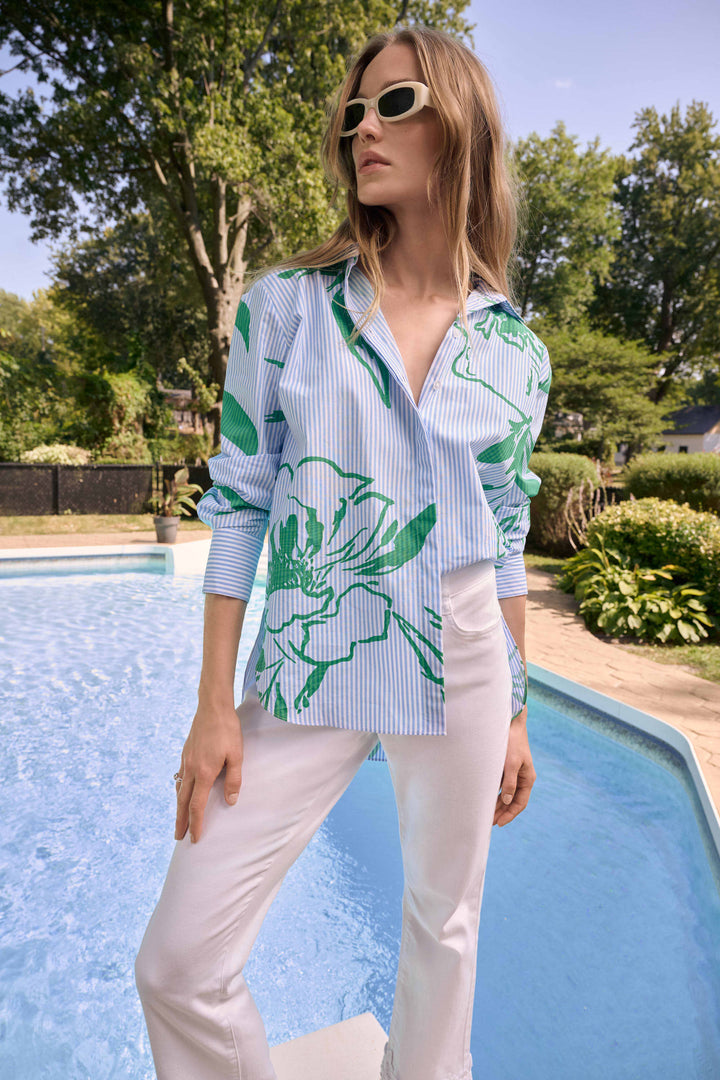 Joseph Ribkoff Floral Print Boxy Blouse  262951  Vanilla/Multi