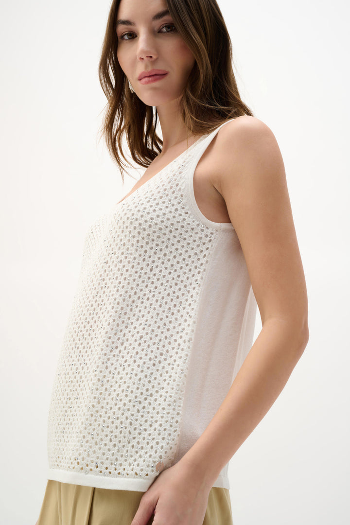 Joseph Ribkoff Embellished Knit Camisole  292957  Vanilla
