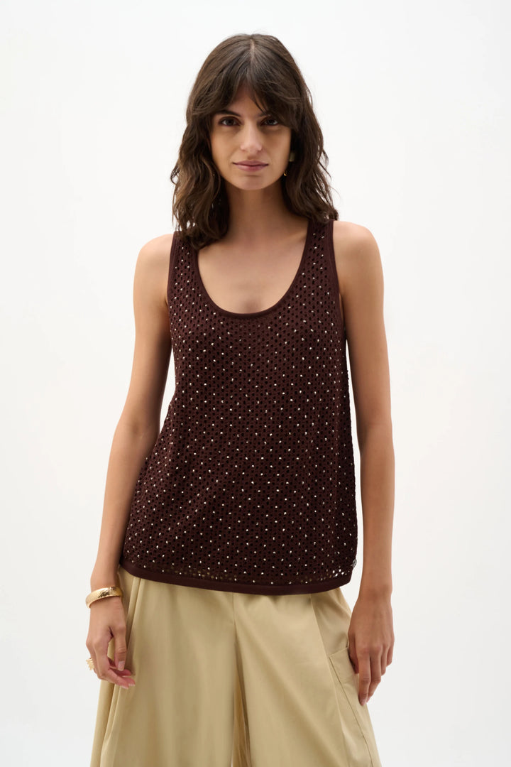 Joseph Ribkoff Embellished Knit Camisole  292957  Mahogany