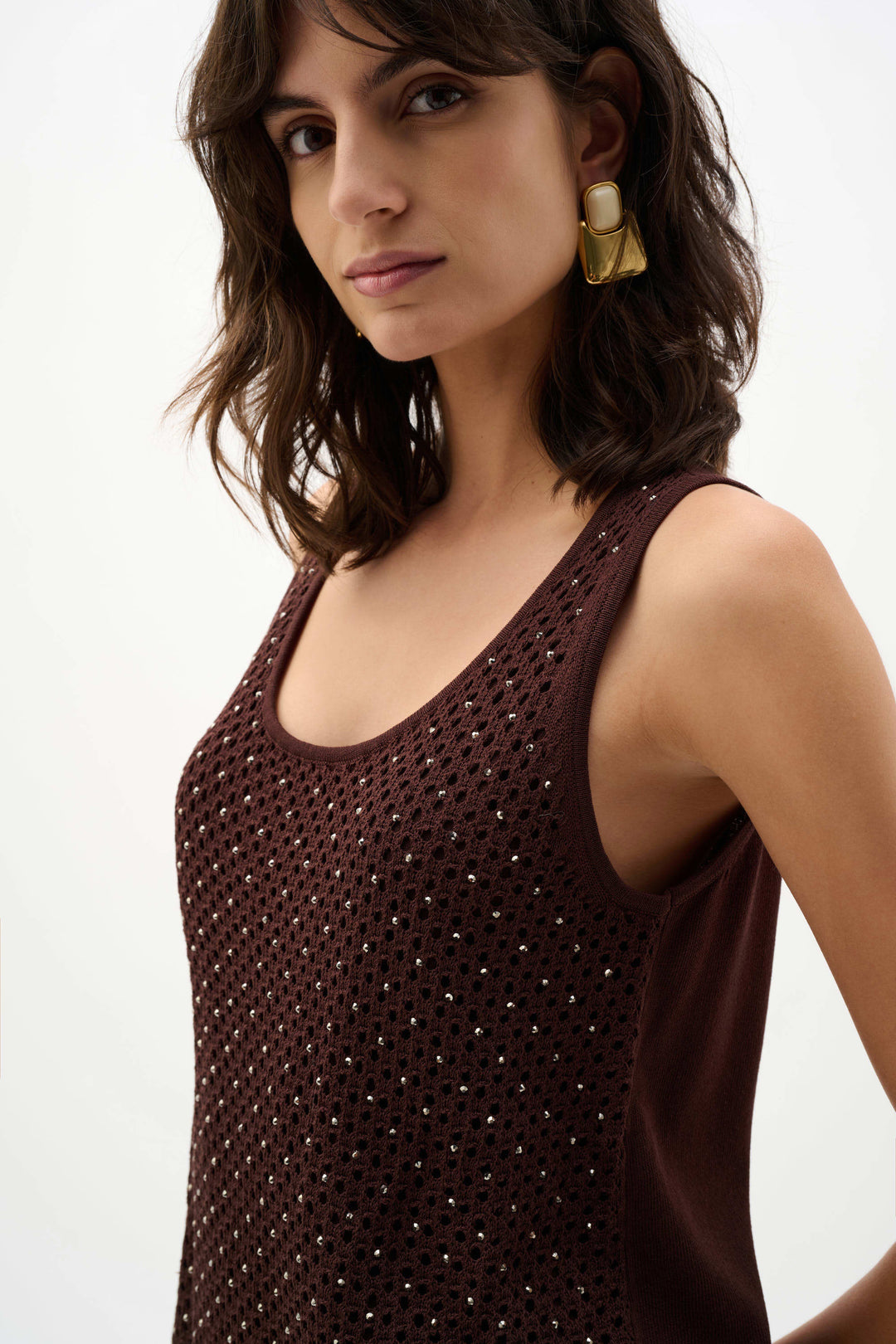 Joseph Ribkoff Embellished Knit Camisole  292957  Mahogany