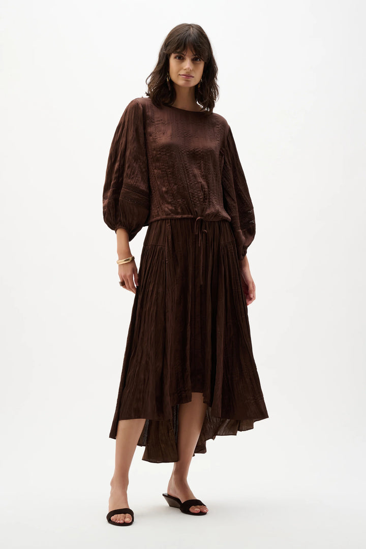 Joseph Ribkoff Pleated Satin Cocoon Top  262959  Mahogany
