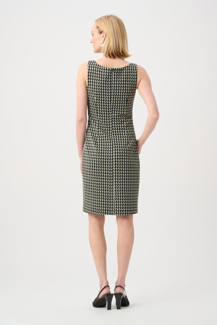 Joseph Ribkoff Jacquard Geometic Shift Dress  263018  Black/Off White