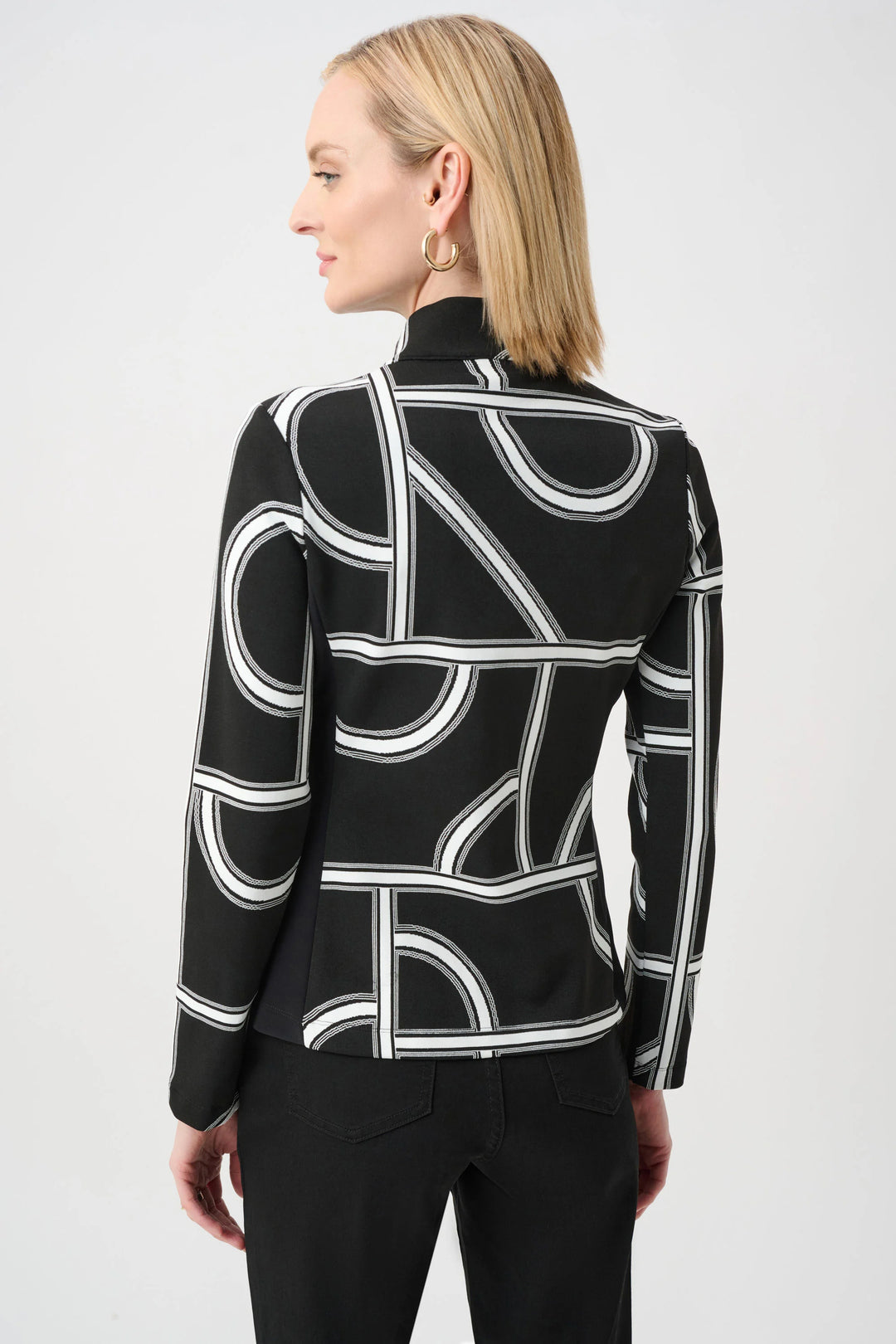 Joseph Ribkoff Geometric Fitted Jacket  263055  Black/Off White