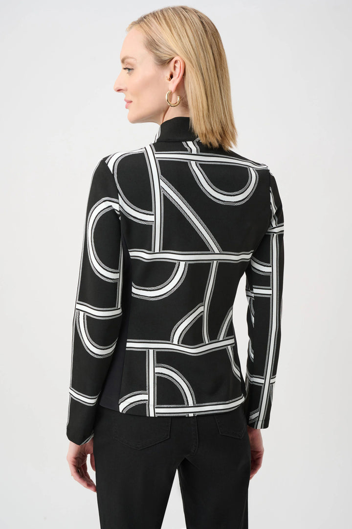 Joseph Ribkoff Geometric Fitted Jacket  263055  Black/Off White
