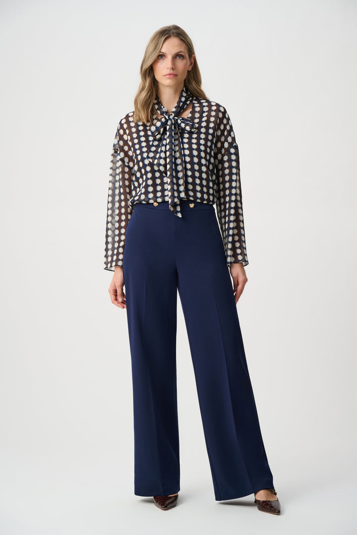 Joseph Ribkoff Tie-Neck Blouse  263102  Brown/Multi