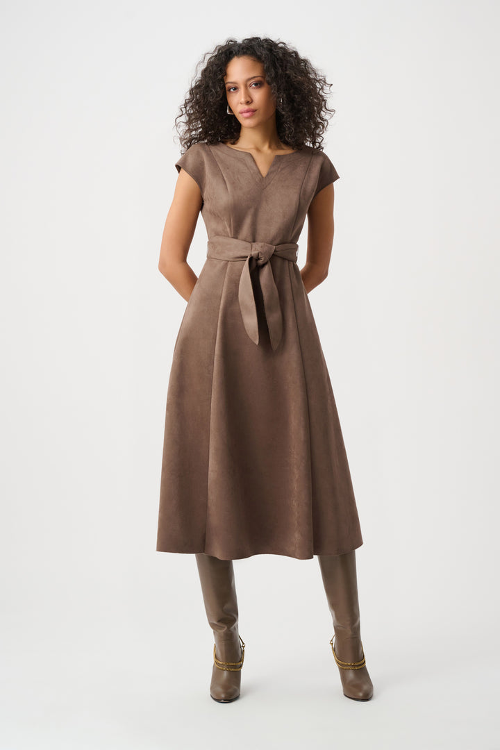 Joseph Ribkoff Scuba Suede Fit and Flare Dress  263105  Mink