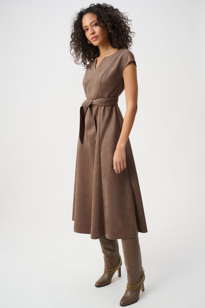 Joseph Ribkoff Scuba Suede Fit and Flare Dress  263105  Mink