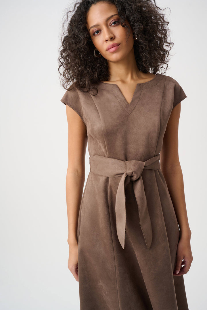 Joseph Ribkoff Scuba Suede Fit and Flare Dress  263105  Mink