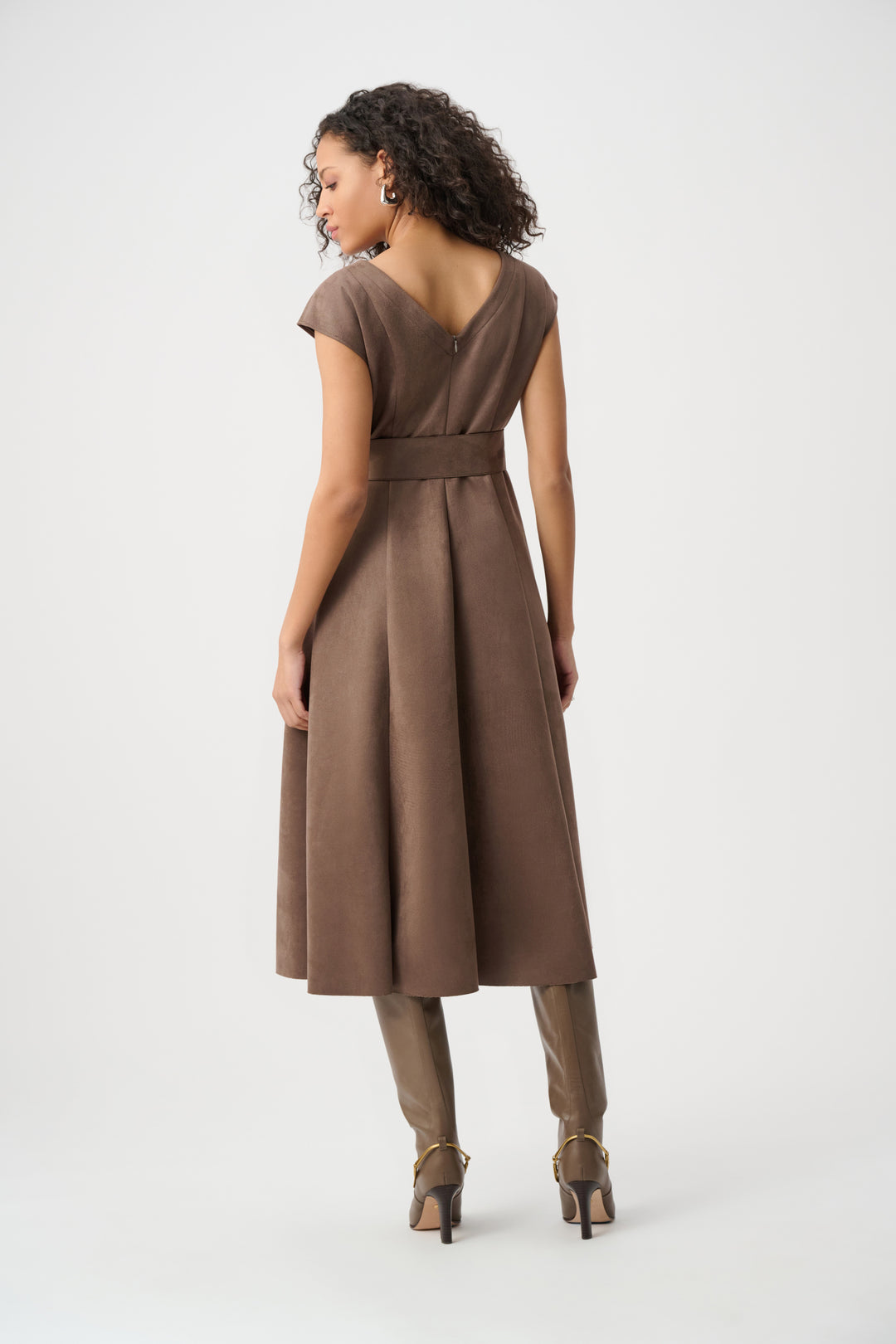 Joseph Ribkoff Scuba Suede Fit and Flare Dress  263105  Mink