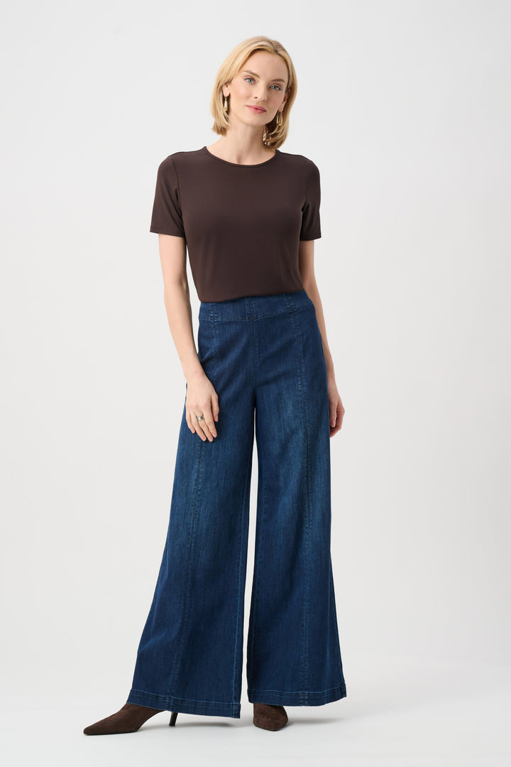 Joseph Ribkoff Jersey Fitted Crew Neck Top  263164  Mocha