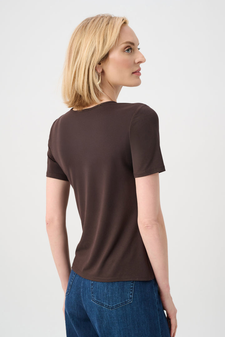 Joseph Ribkoff Jersey Fitted Crew Neck Top  263164  Mocha