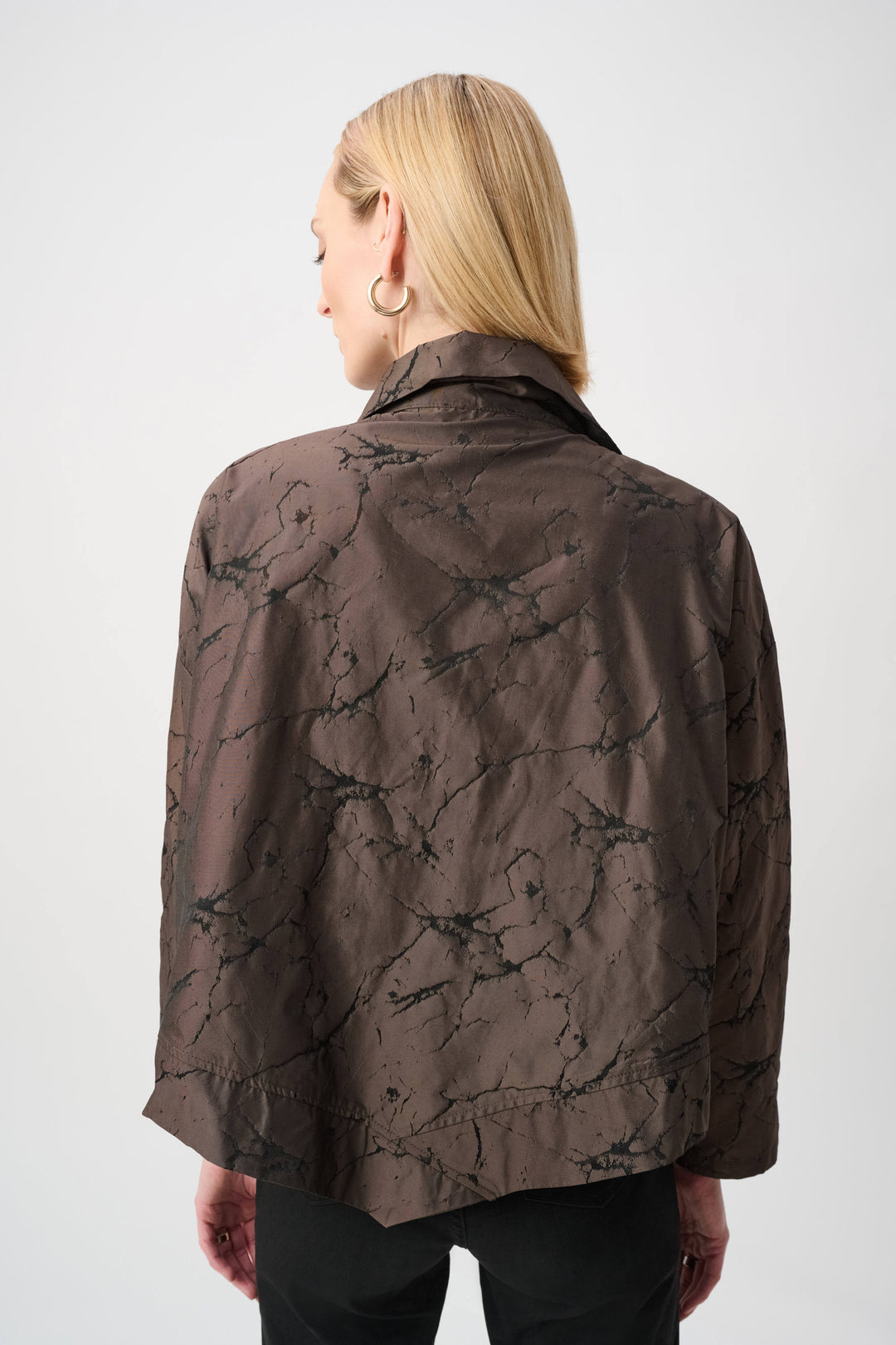 Joseph Ribkoff Jacquard Memory Asymetrical Jacket  263222  Brown/Black