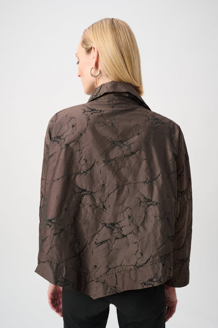 Joseph Ribkoff Jacquard Memory Asymetrical Jacket  263222  Brown/Black
