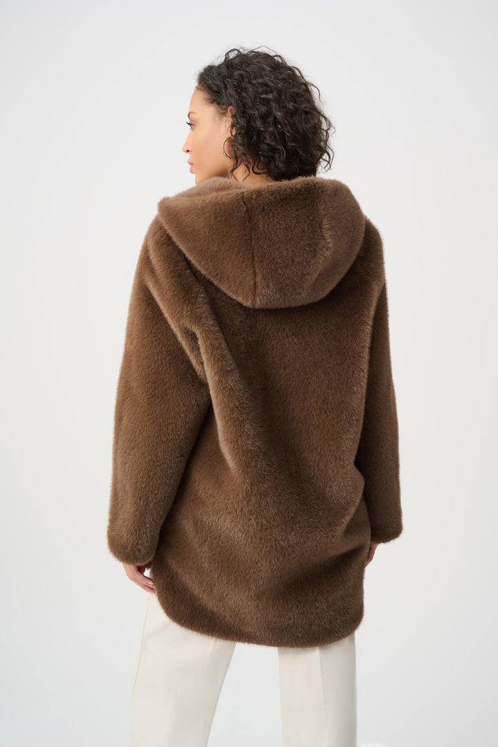 Joseph Ribkoff Faux Fur Hooded Coat  263914  Dark Mink