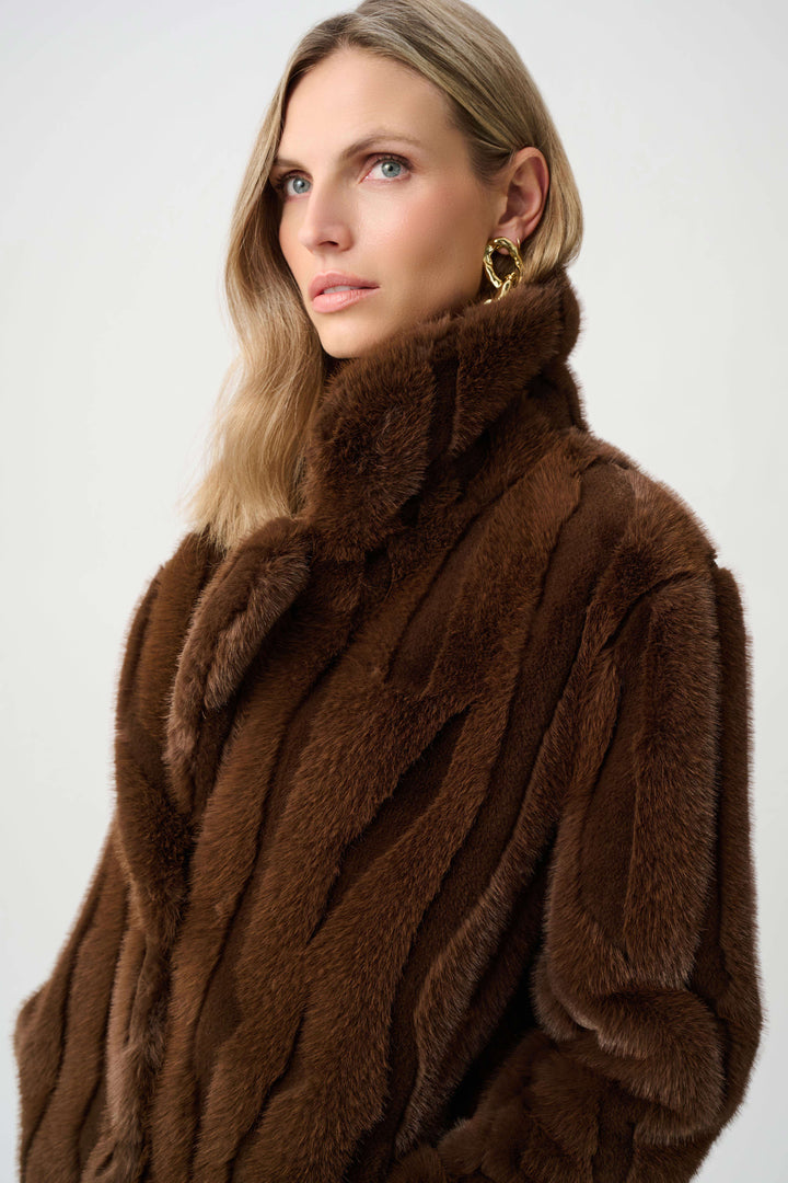 Joseph Ribkoff Faux Fur Notch Collared Coat  263916  Brown
