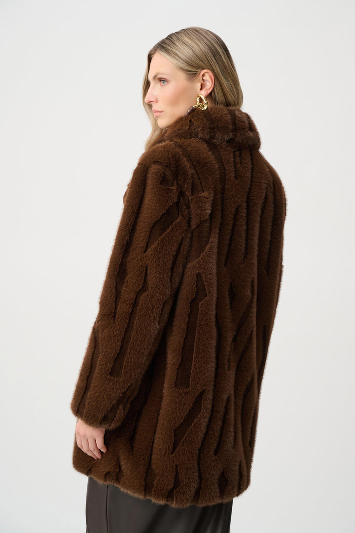 Joseph Ribkoff Faux Fur Notch Collared Coat  263916  Brown