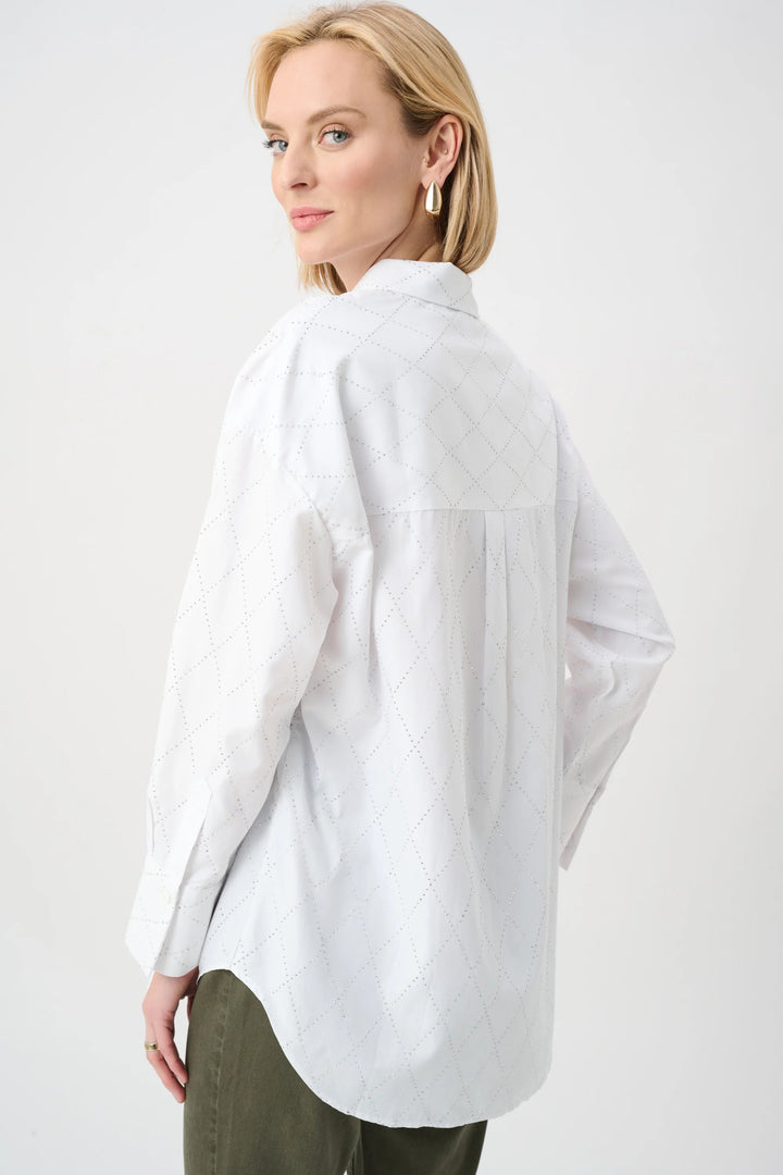 Joseph Ribkoff Boxy Blouse with Rhinestone Detail  263922  Vanilla