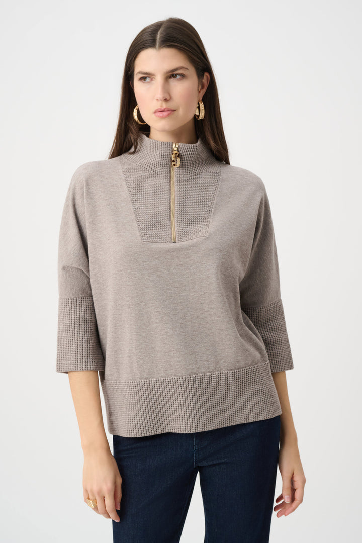 Joseph Ribkoff Funnel Neck Sweater  263937  Taupe Melange
