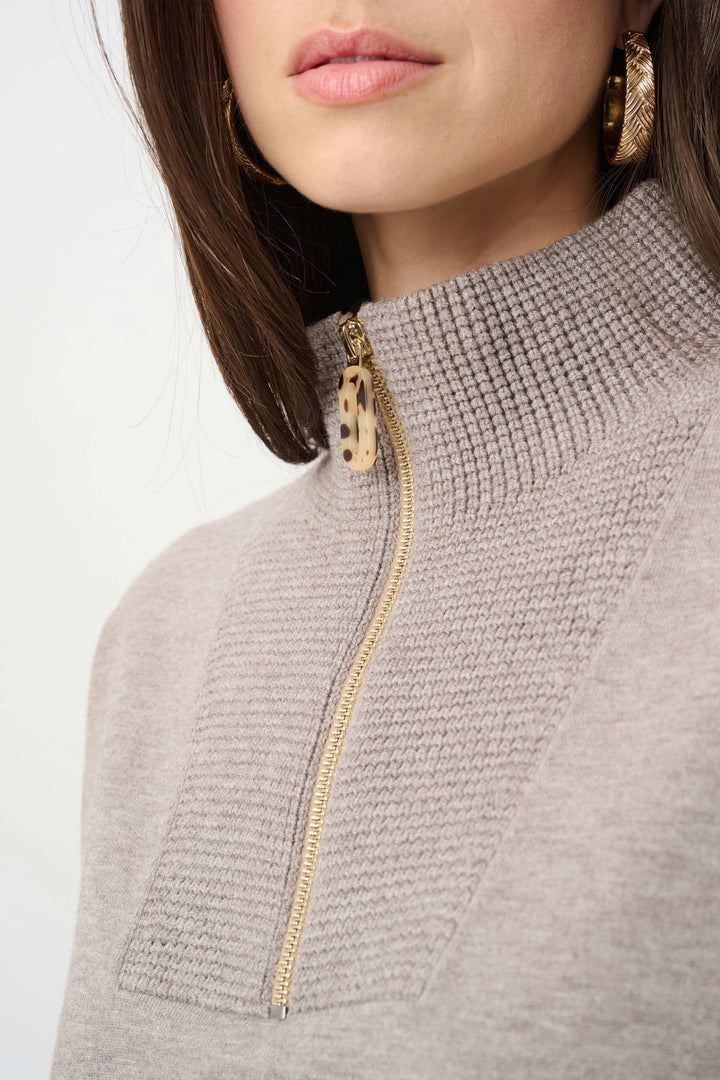 Joseph Ribkoff Funnel Neck Sweater  263937  Taupe Melange