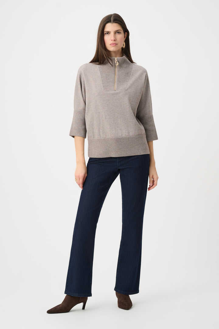 Joseph Ribkoff Funnel Neck Sweater  263937  Taupe Melange