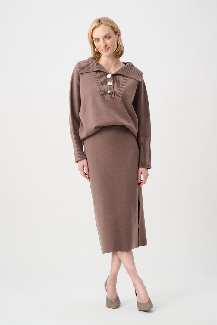 Joseph Ribkoff Shawl-Necked Sweater  263938  Mink