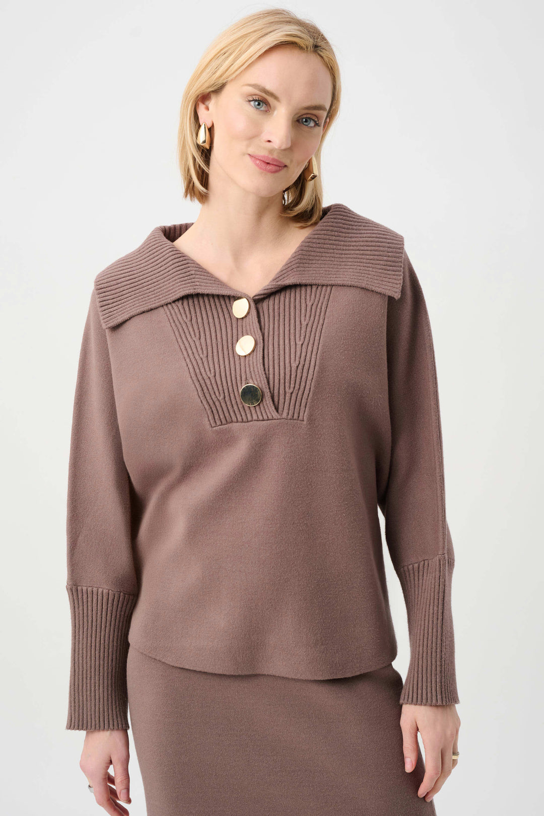 Joseph Ribkoff Shawl-Necked Sweater  263938  Mink