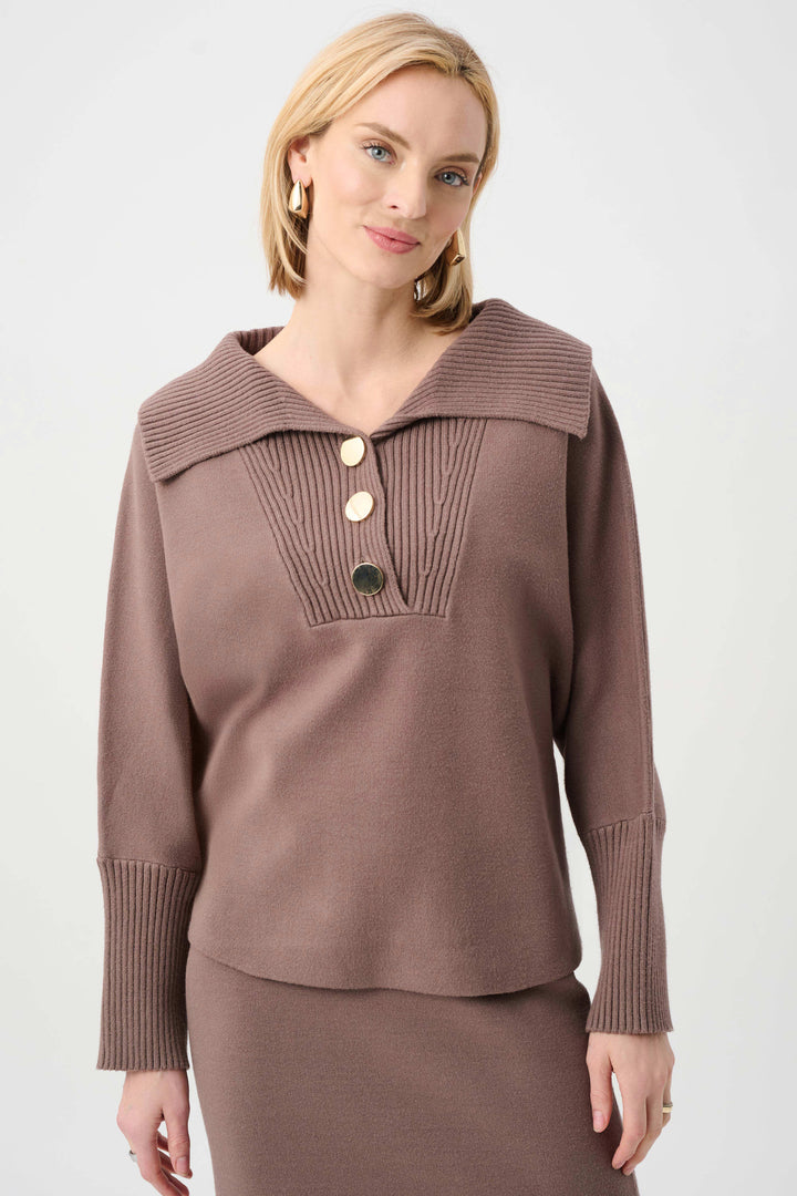 Joseph Ribkoff Shawl-Necked Sweater  263938  Mink
