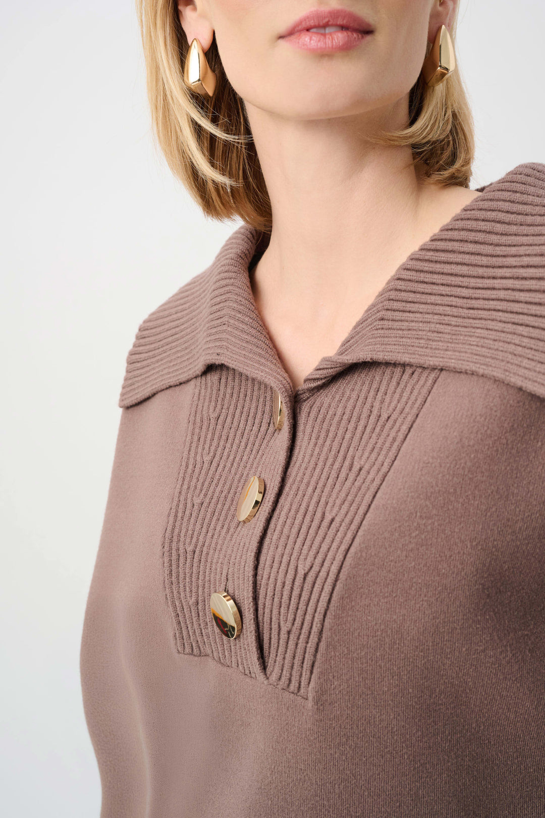 Joseph Ribkoff Shawl-Necked Sweater  263938  Mink