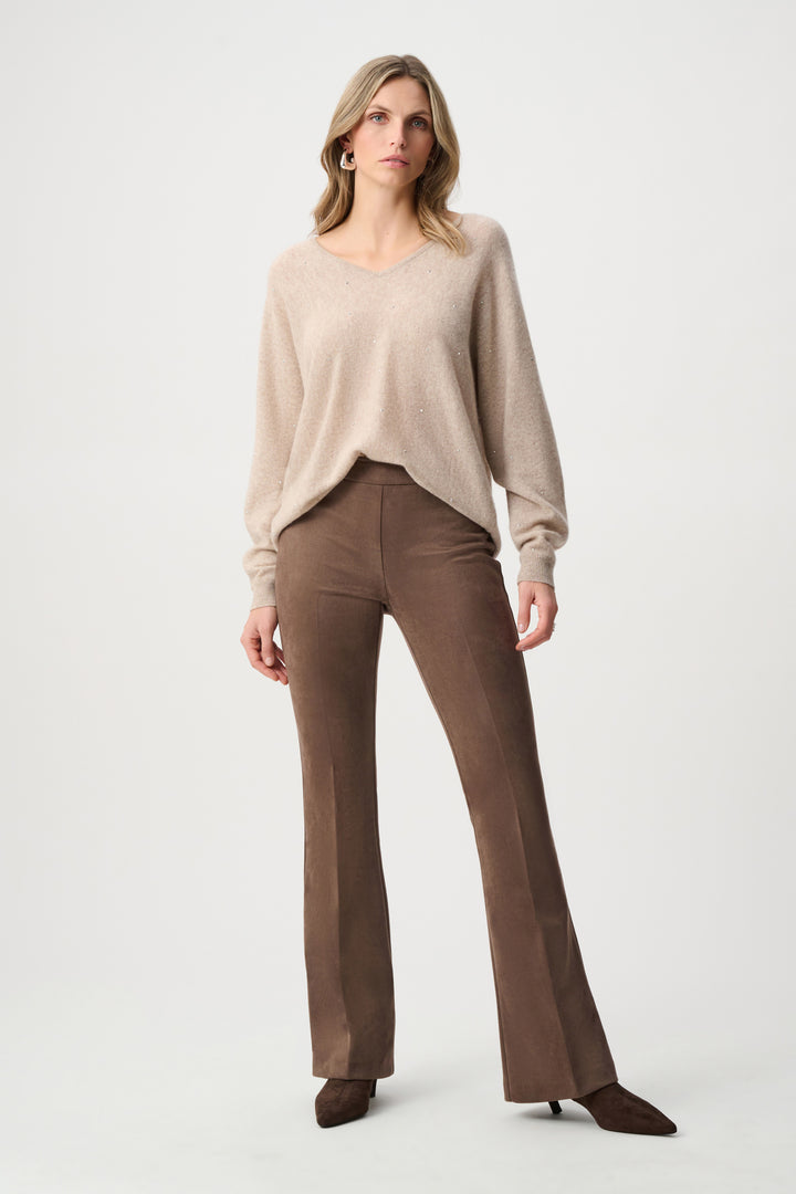 Joseph Ribkoff Cashmere Sweater with Rhinestone Detail  263940  Oatmeal Melange