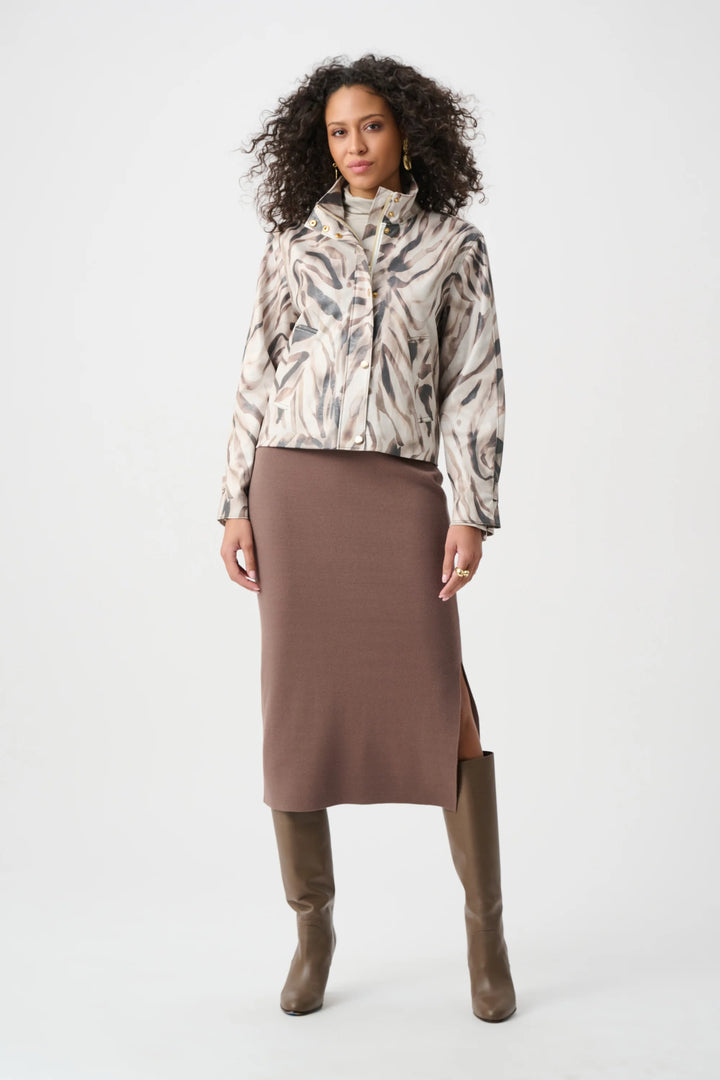 Joseph Ribkoff Foiled Faux Suede Animal Print Jacket  263944