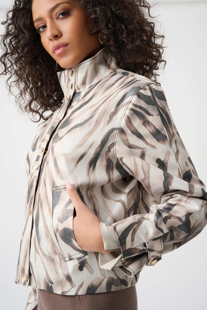 Joseph Ribkoff Foiled Faux Suede Animal Print Jacket  263944