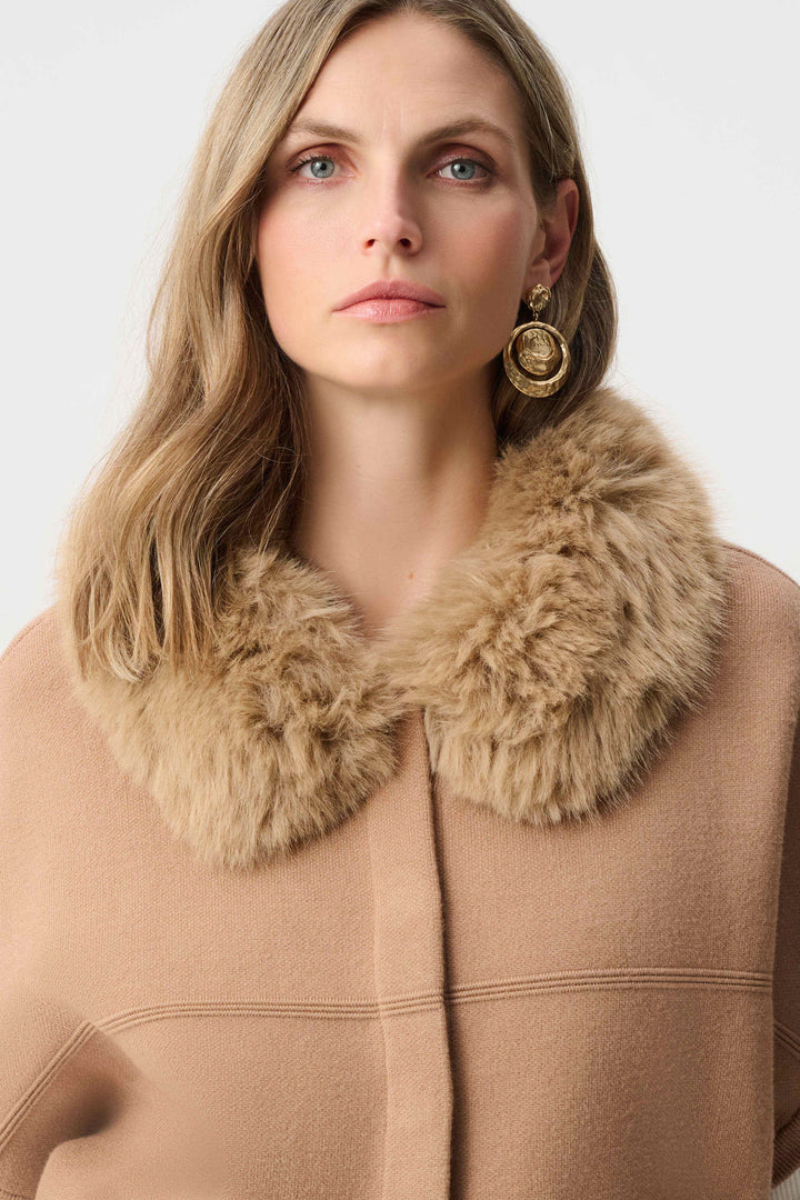 Joseph Ribkoff Sweater Knit Jacket with Detachable Collar  263949  Camel
