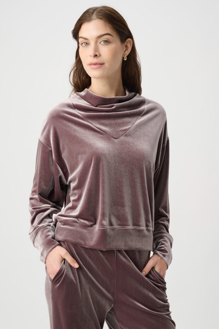 Joseph Ribkoff Velvet Cowl Collar Top  264148  Mink