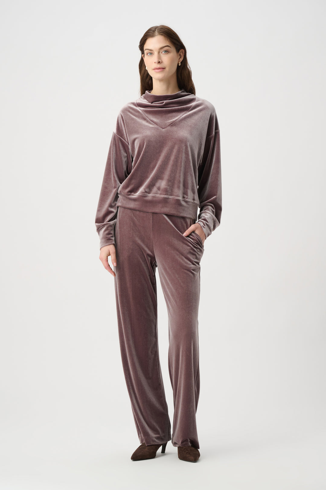 Joseph Ribkoff Velvet Cowl Collar Top  264148  Mink