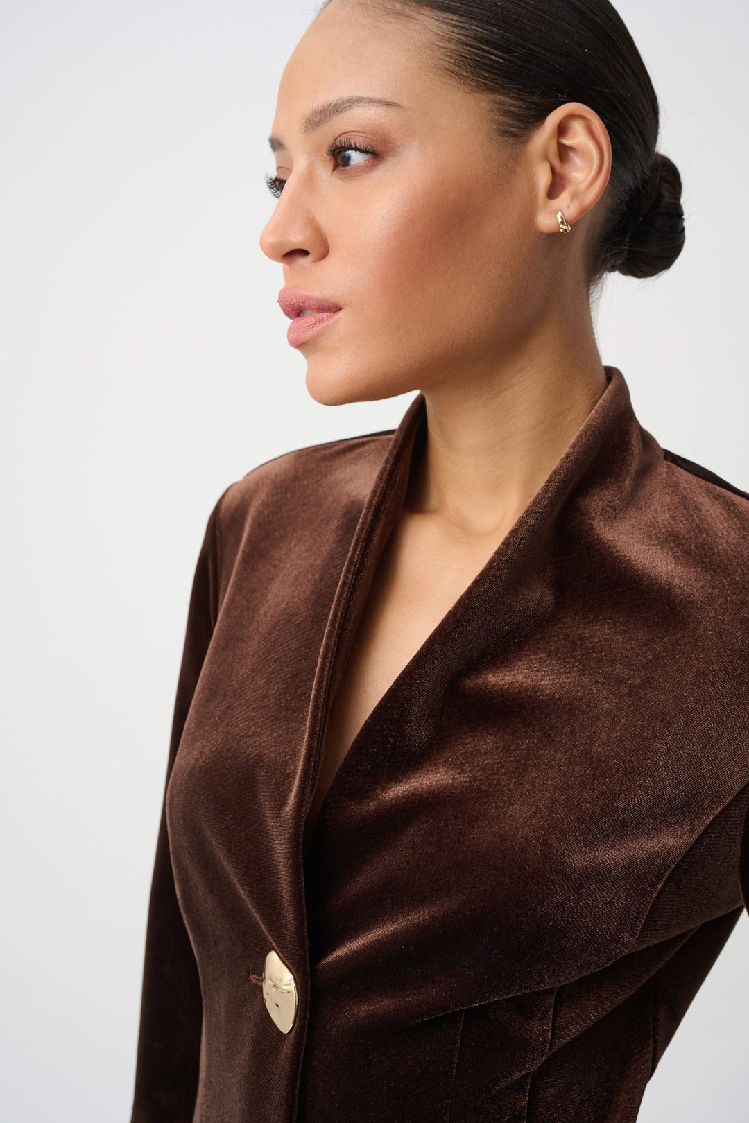 Joseph Ribkoff Velvet Fitted Blazer  264154  Mahogany
