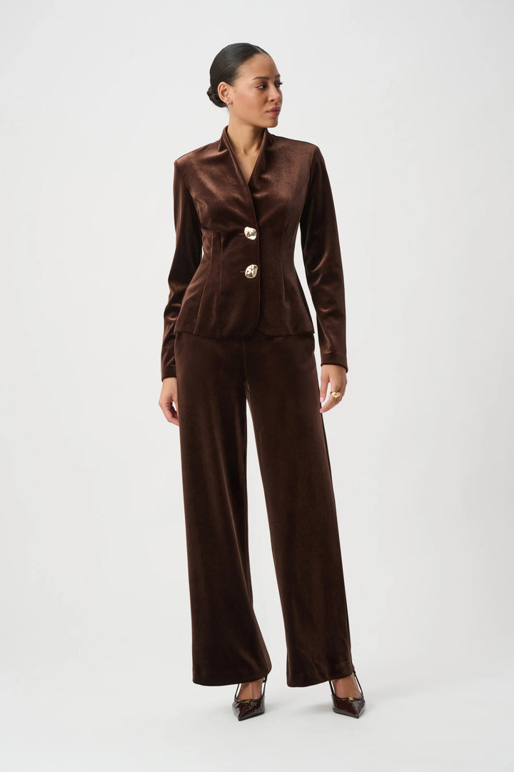 Joseph Ribkoff Velvet Fitted Blazer  264154  Mahogany