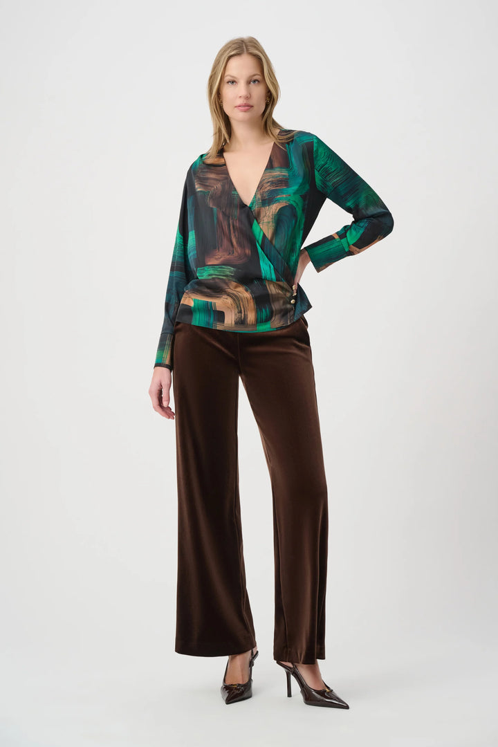 Joseph Ribkoff Velvet Wide-Leg Pants  264170  Mahogany