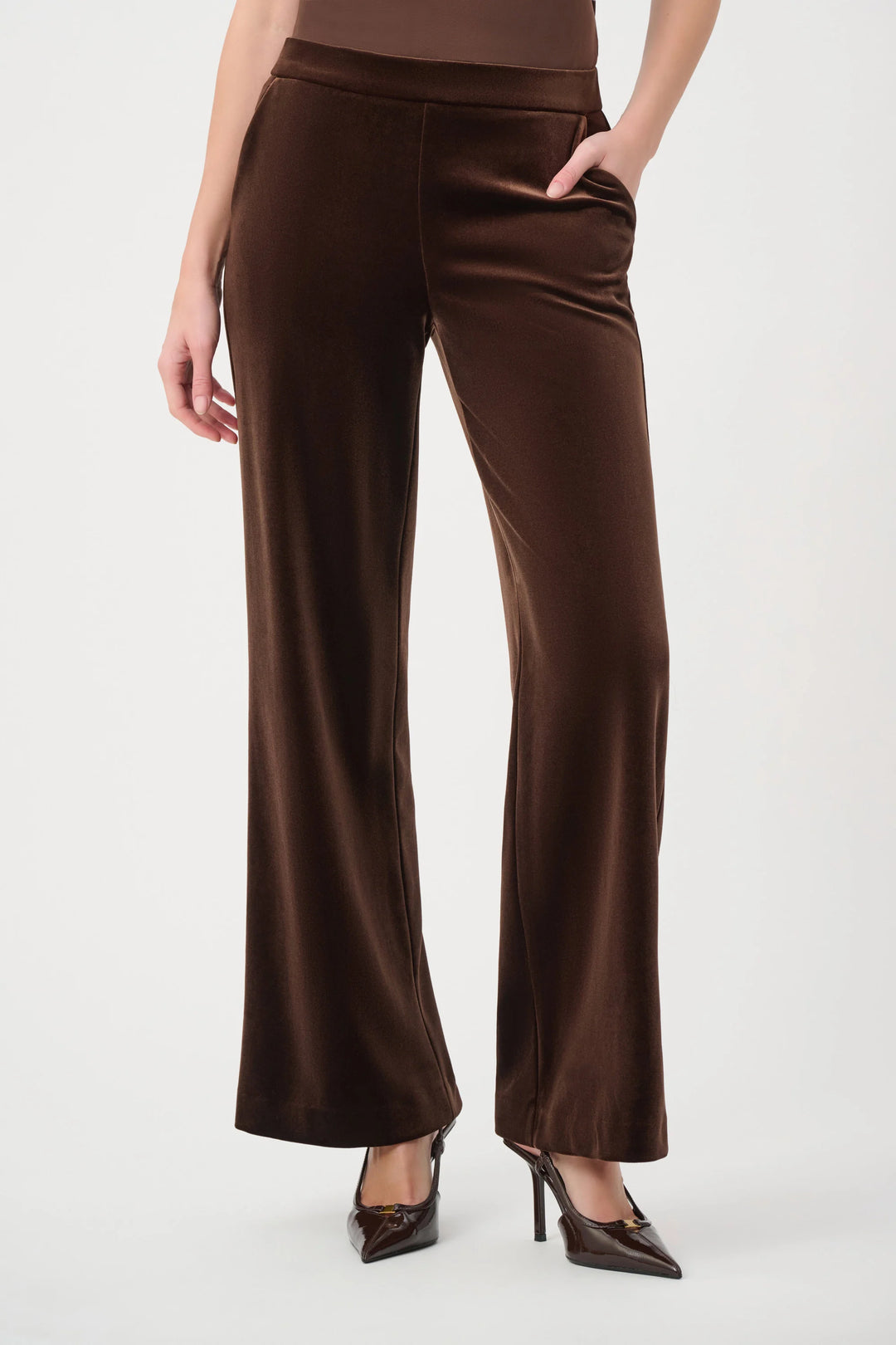 Joseph Ribkoff Velvet Wide-Leg Pants  264170  Mahogany