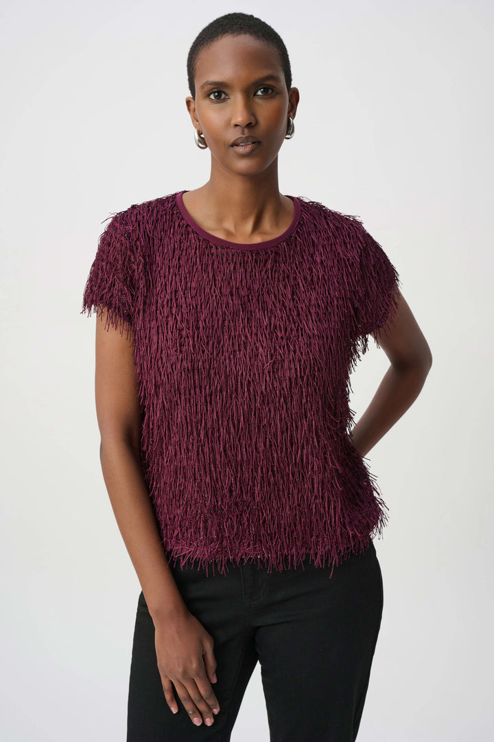 Joseph Ribkoff Novelty Fringe Top  264208  Elderberry