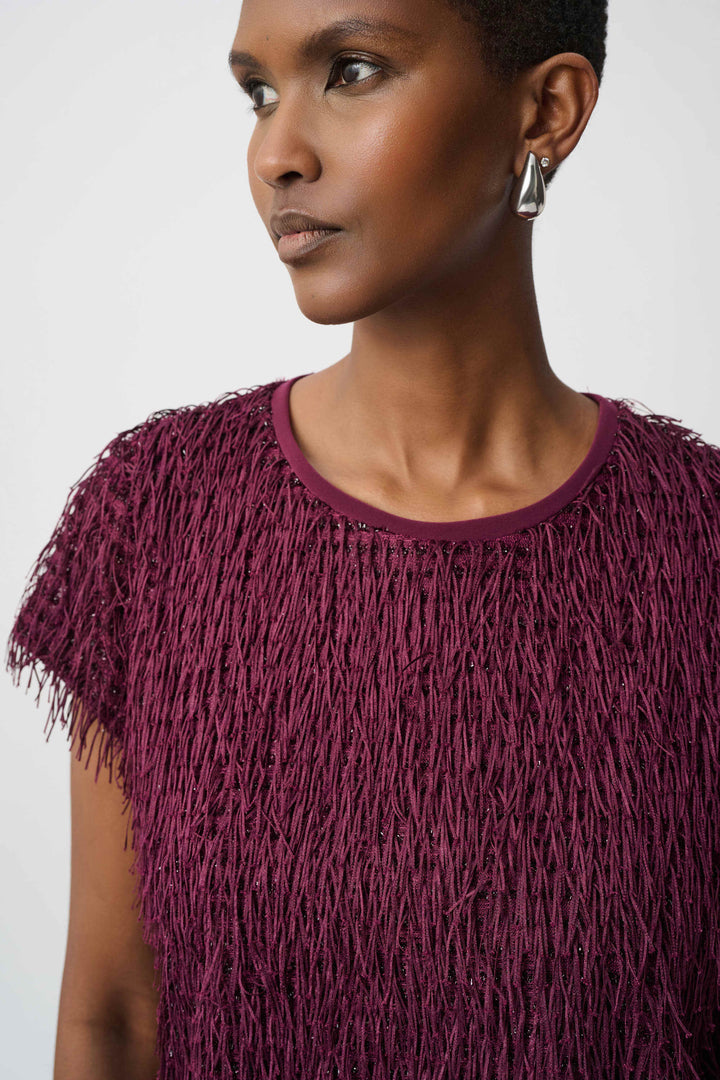 Joseph Ribkoff Novelty Fringe Top  264208  Elderberry
