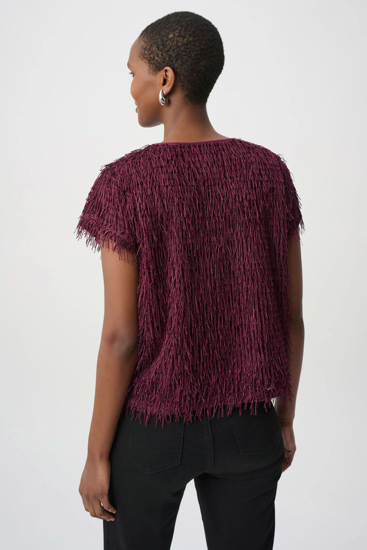 Joseph Ribkoff Novelty Fringe Top  264208  Elderberry