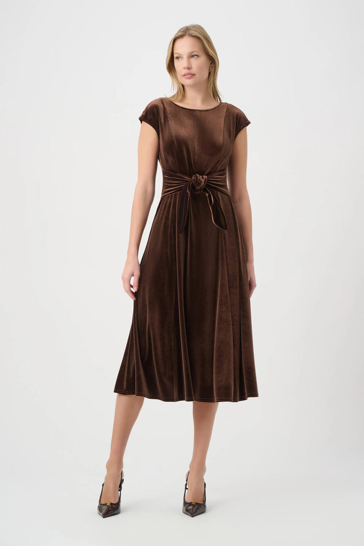 Joseph Ribkoff Velvet Fit and Flare Dress  264209  Mahogany