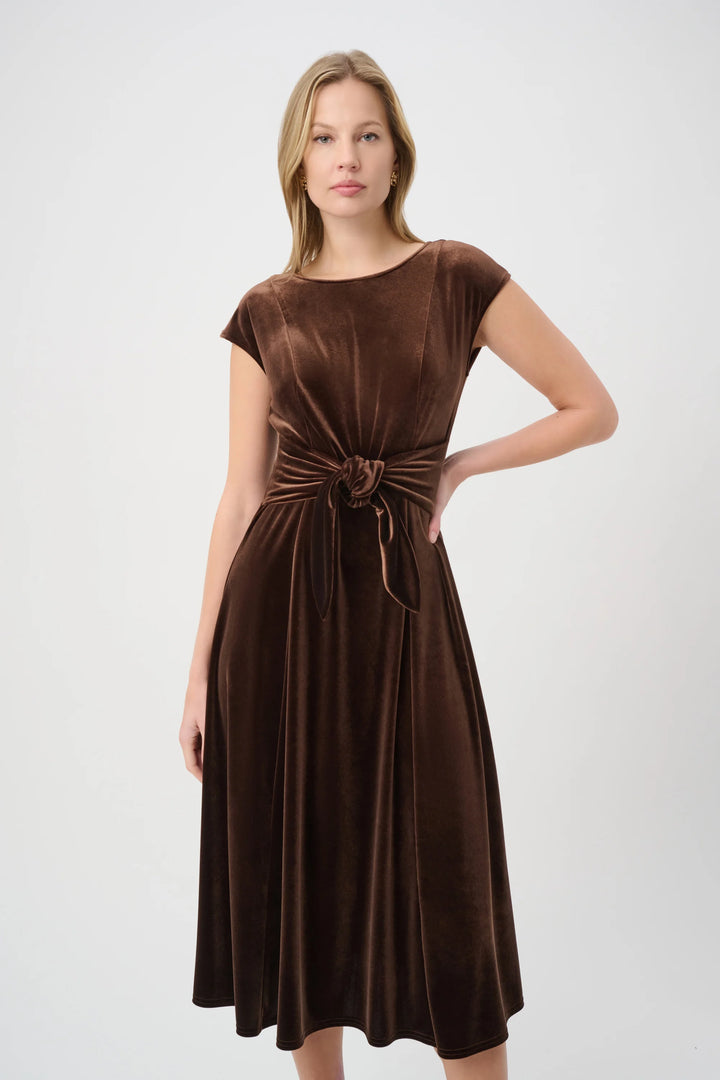 Joseph Ribkoff Velvet Fit and Flare Dress  264209  Mahogany