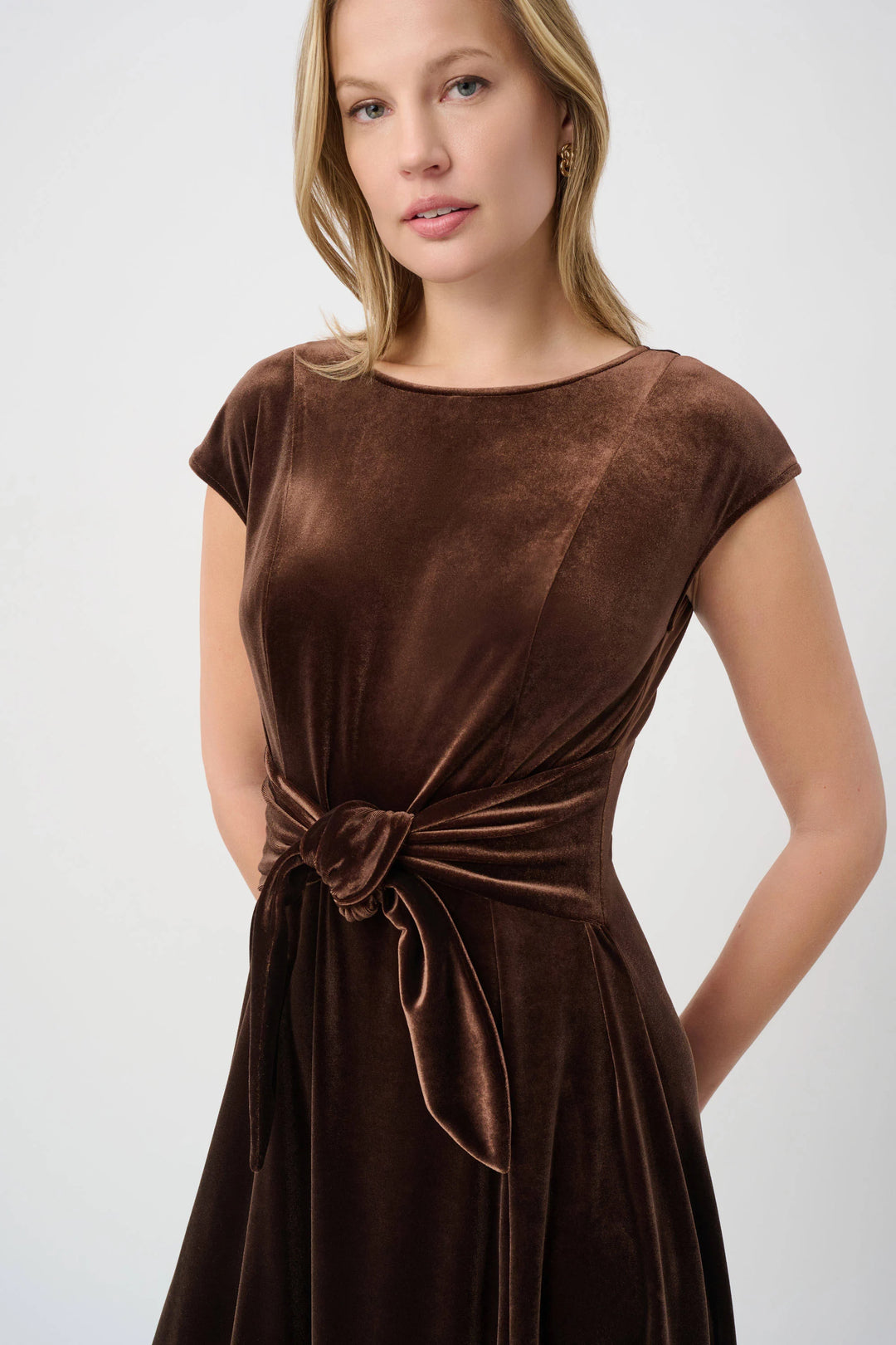 Joseph Ribkoff Velvet Fit and Flare Dress  264209  Mahogany