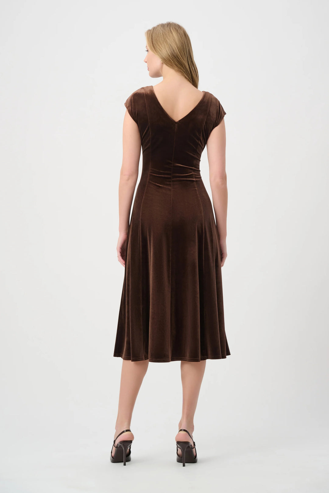 Joseph Ribkoff Velvet Fit and Flare Dress  264209  Mahogany