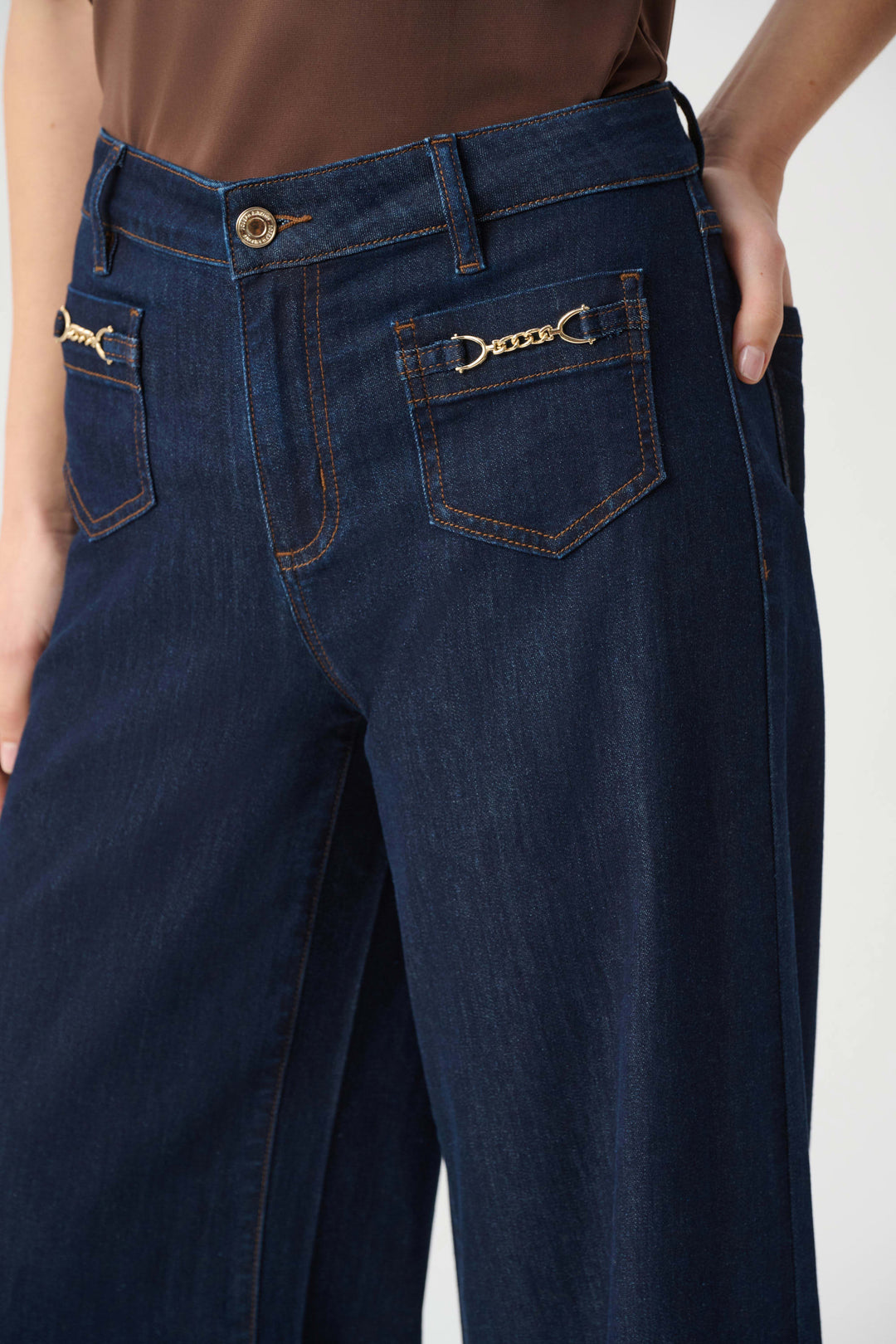 Joseph Ribkoff Denim Palazzo Jeans  264902  Dark Denim Blue