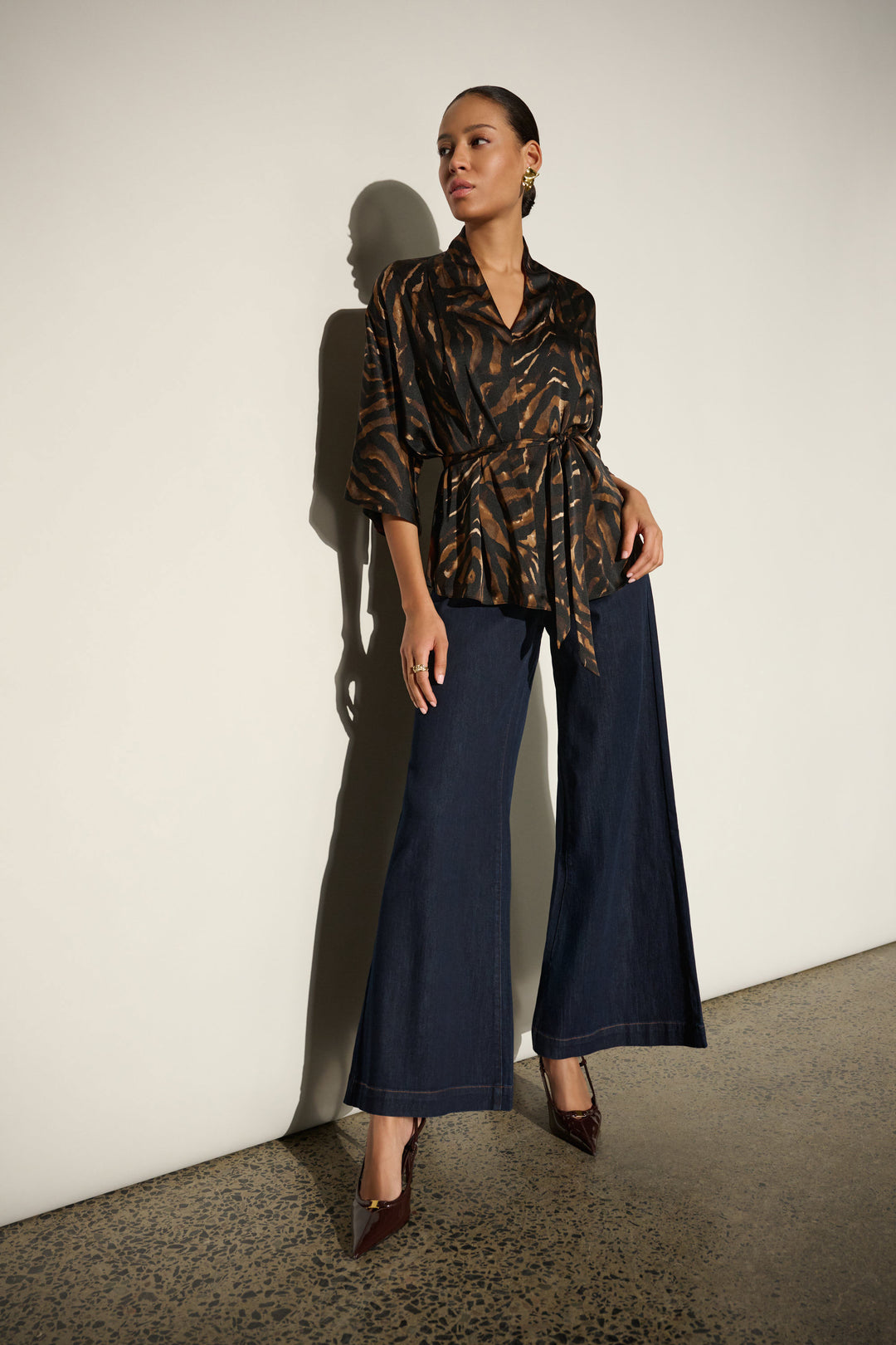 Joseph Ribkoff Denim Palazzo Jeans  264902  Dark Denim Blue